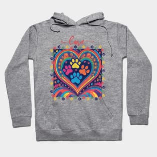 Dog paw print rainbow heart Hoodie